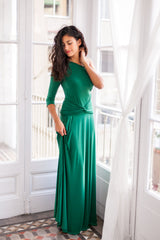 Emerald green dress, long green wrap dress, convertible dress, infinity long sleeve dress, emerald green prom dress, convertible