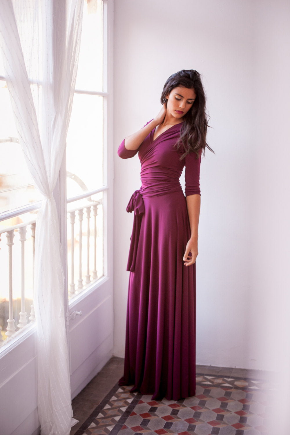Bridesmaid long sleeve dress, cranberry maxi dress, bridesmaid dress, marsala bridesmaid dress, burgundy dress, long sleeve even