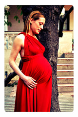 Ready to ship baby shower long dress, baby shower red maternity infinity dress, for mom, satin red rouge dress floor length gown