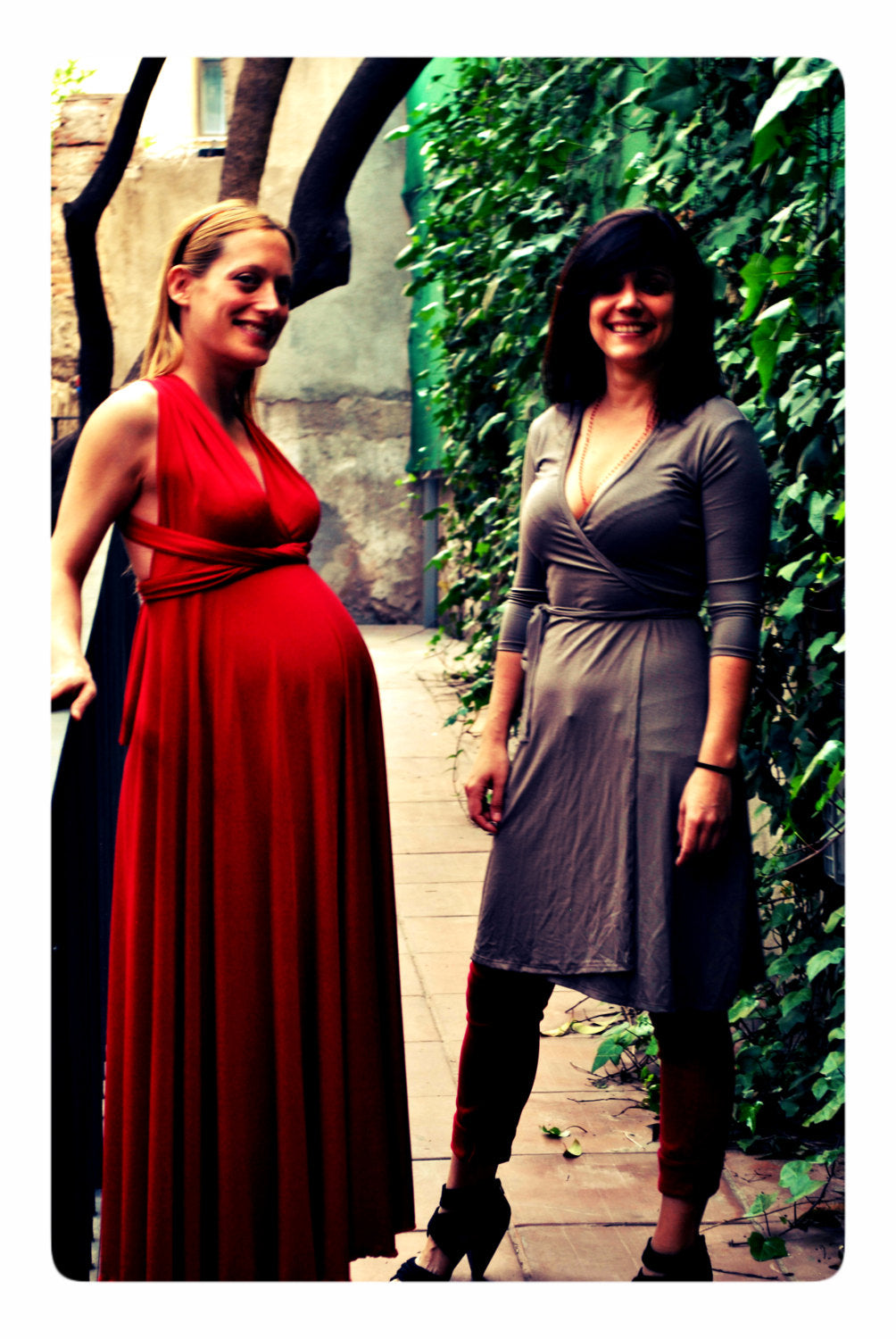 Ready to ship baby shower long dress, baby shower red maternity infinity dress, for mom, satin red rouge dress floor length gown