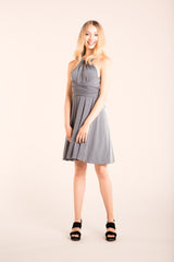 Gray bridesmaid dress, short silver grey dress, light gray party dress, infinity dresses, short bridesmaid dresses, occasion dre