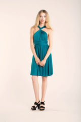 Teal bridesmaid dress, turquoise short party dress, short teal dress, turquoise bridesmaids, teal bridesmaid dresses, infinity w
