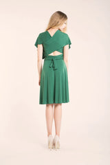 Green dress, short bridesmaid dress, emerald green infinity wrap dress, infinity wrap dress, knee length wrap dress, feminine gr