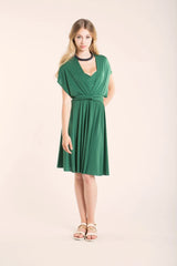 Green dress, short bridesmaid dress, emerald green infinity wrap dress, infinity wrap dress, knee length wrap dress, feminine gr