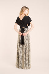 Black and golden lace long dress, golden lace long event dress, elegant black and golden lace gown, black lace gown, custom made