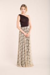 Black and golden lace long dress, golden lace long event dress, elegant black and golden lace gown, black lace gown, custom made