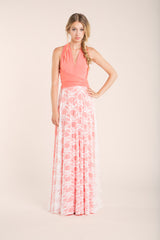 Coral pink lace bridesmaid dress, long coral lace dress, coral pink bridesmaid dress, long pink bridesmaid dress, pink lace dres