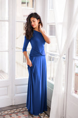 Royal blue dress, long blue cobalt wrap dress, convertible dress, infinity long sleeve dress, blue prom dress, snorkel blue brid
