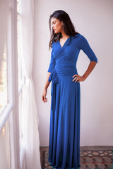 Royal blue dress, long blue cobalt wrap dress, convertible dress, infinity long sleeve dress, blue prom dress, snorkel blue brid
