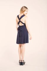 Navy blue short infinity dress, infinity dress, short dress, short dark blue party dress, blue infinity dress, short blue brides