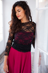 Black lace wrap top, lace cover up, elegant black lace shrug, ballerina wrap top, long sleeve lace top, dress jacket, evening sh