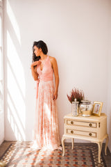 Golden lace bridesmaid dress, peach bridesmaid dress, golden lace dress, blush pink lace dress, convertible dress lace, romantic