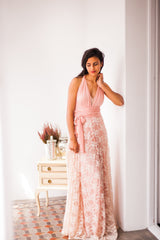 Golden lace bridesmaid dress, peach bridesmaid dress, golden lace dress, blush pink lace dress, convertible dress lace, romantic