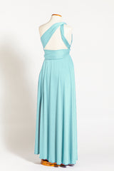 Baby shower maternity infinity dresses, one shoulder aquamarine maxi dress, light blue dresses, maternity convertible dress, rea