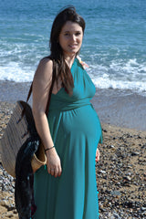 Teal maternity infinity dress, maternity long turquoise dress, deep teal pregnancy dress, petrol green maternity gowns, mother t