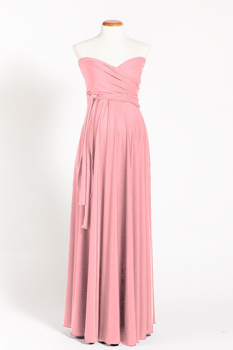 Powder pink maternity infinity dress, long maternity dress, maternity light pink dress, maternity convertible dress, one size dr