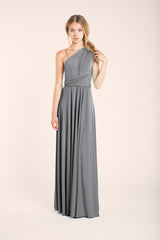 Sharkskin grey long Dress, silver grey infinity dress long, bridesmaid dress, grey maxi dress, long gray dress, party dress, for