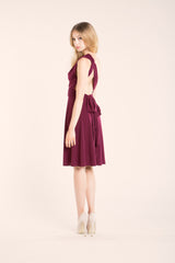 Burgundy short dress, bridesmaid burgundy dress, wine red infinity dress, infinity wrap dress, knee length dress, feminine wine