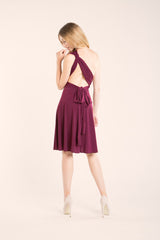 Burgundy short dress, bridesmaid burgundy dress, wine red infinity dress, infinity wrap dress, knee length dress, feminine wine