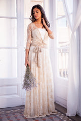 Long sleeve lace wedding dress, lace bridal gowns, romantic wedding dress, lace gown, lace sleeves, lace maxi dress, wrap lace b