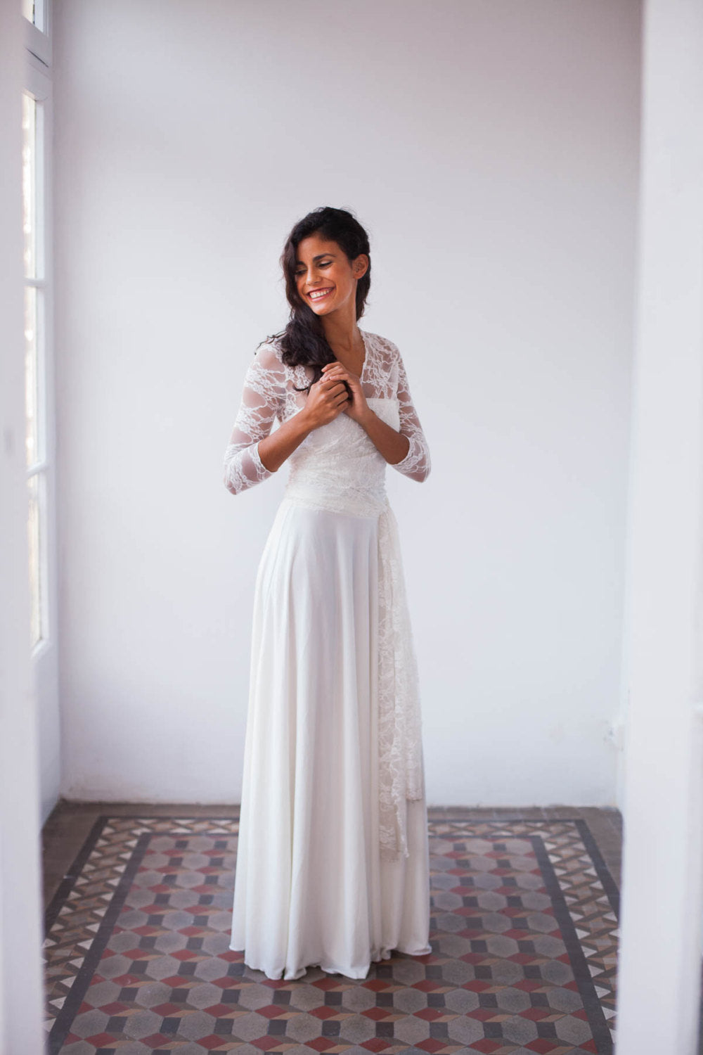 Lace wedding dress boho, bohemian wedding dress, lace dress, long sleeve wedding dress, lace sleeves dress, lace bridal gown, la