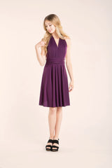 Plum short purple dress, short aubergine dress, bridesmaid knee length dress, bridesmaids clothing, eggplant party dress, prom s