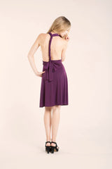 Plum short purple dress, short aubergine dress, bridesmaid knee length dress, bridesmaids clothing, eggplant party dress, prom s