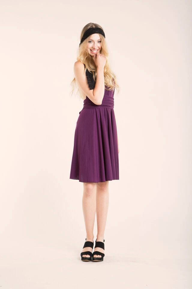 Plum short purple dress, short aubergine dress, bridesmaid knee length dress, bridesmaids clothing, eggplant party dress, prom s