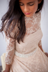 Backless wedding dress, bohemian wedding dress, Long sleeve open back bridal gown, champagne wedding dress, v-shape back wedding