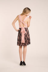 Peach short dress, lace short dress, prom dress, coral short dress, short bridesmaid dresses, feminine dress for weddings, weddi