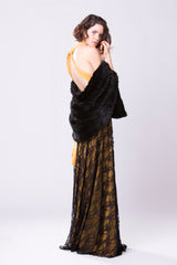 Mustard yellow bridesmaid dress, boho vintage lace dress, great gatsby yellow lace dress, mustard black lace dress, long bridesm