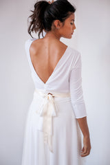 Long sleeve tulle wedding dress, ivory tulle wedding dress, bridal gown, tulle gown, long wedding dress with sleeves, boho weddi