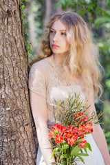 Golden lace bridal dress, romantic bridal gown, lace wedding dress, custom wedding dress, rustic marriage, rustic wedding, rusti