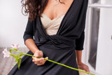 Black maxi dress, wrap dress, long dress, black dress, black long dress, evening dress, long sleeve convertible dress, black max