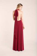 Dark red maxi dress, red long dress, dark red gown, elegant maxi dress, infinity long dress, convertible red dress, versatile ga