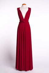 Dark red maxi dress, red long dress, dark red gown, elegant maxi dress, infinity long dress, convertible red dress, versatile ga