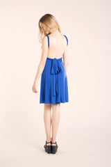 Royal blue infinity dress knee length, convertible royal blue dress, party versatile dress knee length, short sleeve cobalt blue