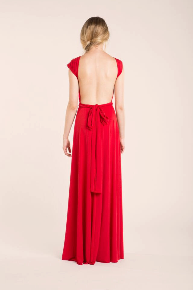 Red elegant infinity dress, marilyn dress, long red infinity dress, celebration red long dress, red gown, ready to ship red long