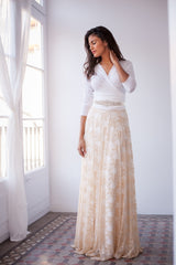 Rustic chic wedding lace skirt, detachable lace skirt, removable long skirt, wedding gown, make your wedding lace dress, long la