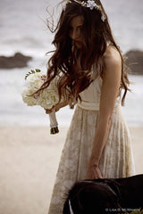 Wedding dress, boho wedding dress, golden lace bridal gown, open back, maxi lace gown, boho bridal gown, gold lace wedding dress