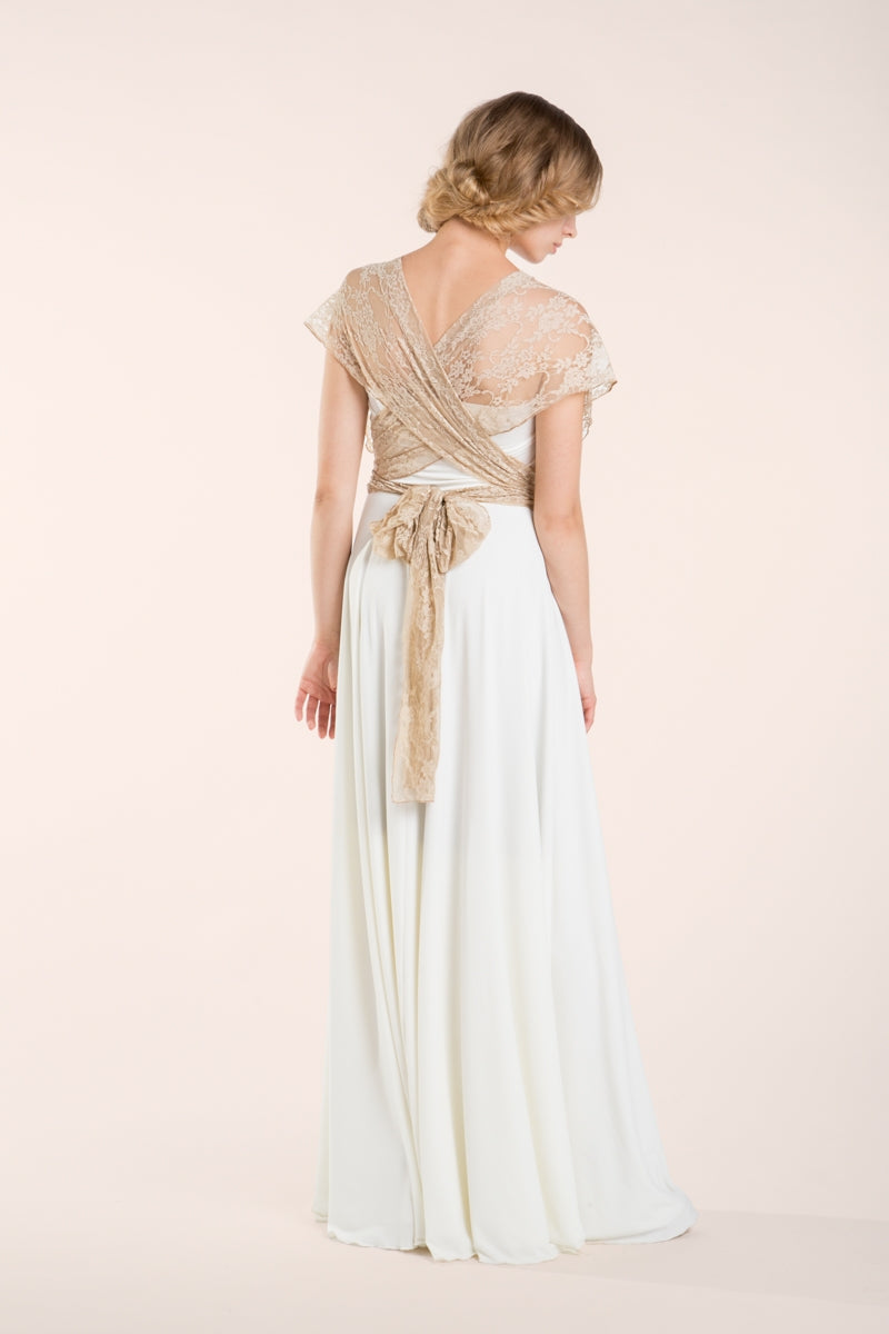 Golden lace bridal dress, romantic bridal gown, lace wedding dress, custom wedding dress, rustic marriage, rustic wedding, rusti