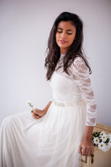 Tulle and lace wedding dress, romantic tulle dress, long sleeve lace wedding dress, tulle bridal gown, boho chic wedding dress w