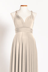 Beige maternity dress, long champagne maternity dress, nude maternity friendly dress, convertible maternity dress, baby shower m