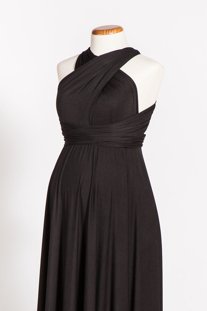Black gown, evening dress maternity infinity dress, black maxi dress, maternity black dress, baby shower convertible dress, infi