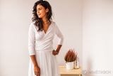 Swiss dot tulle skirt wedding gown with sleeves - Frida Rustic