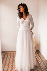 Long swiss dot tulle skirt - Detachable tulle skirt