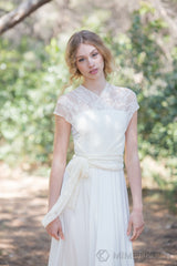 Top cruzado convertible de encaje marfil - Top convertible de novia