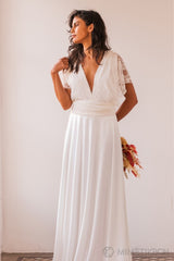 Top cruzado convertible de encaje marfil - Top convertible de novia