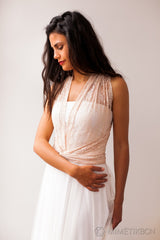 Top cruzado convertible de encaje rosa - Top convertible de novia