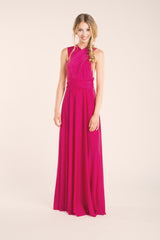Pink bridesmaid dress, long fuchsia dress, hot pink maxi dress, pink infinity gown, party dress, fuchsia dress, bright pink infi